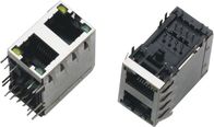 2x1 Dual Port RJ45 Connector , RJ45 Through Connector AC 1500Vrms 50Hz Withstand Voltage