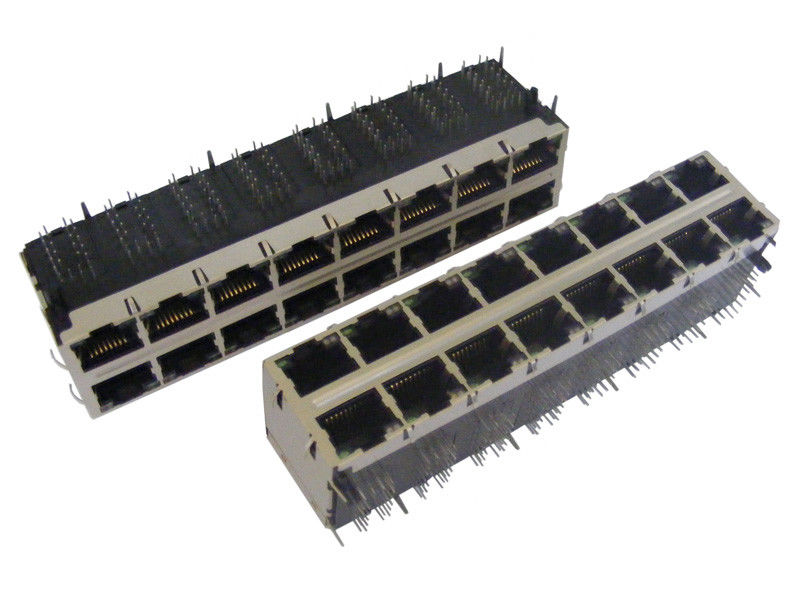 Double Row Gigabit Ethernet Connector RJ45 2x8 Port For Network Equipment